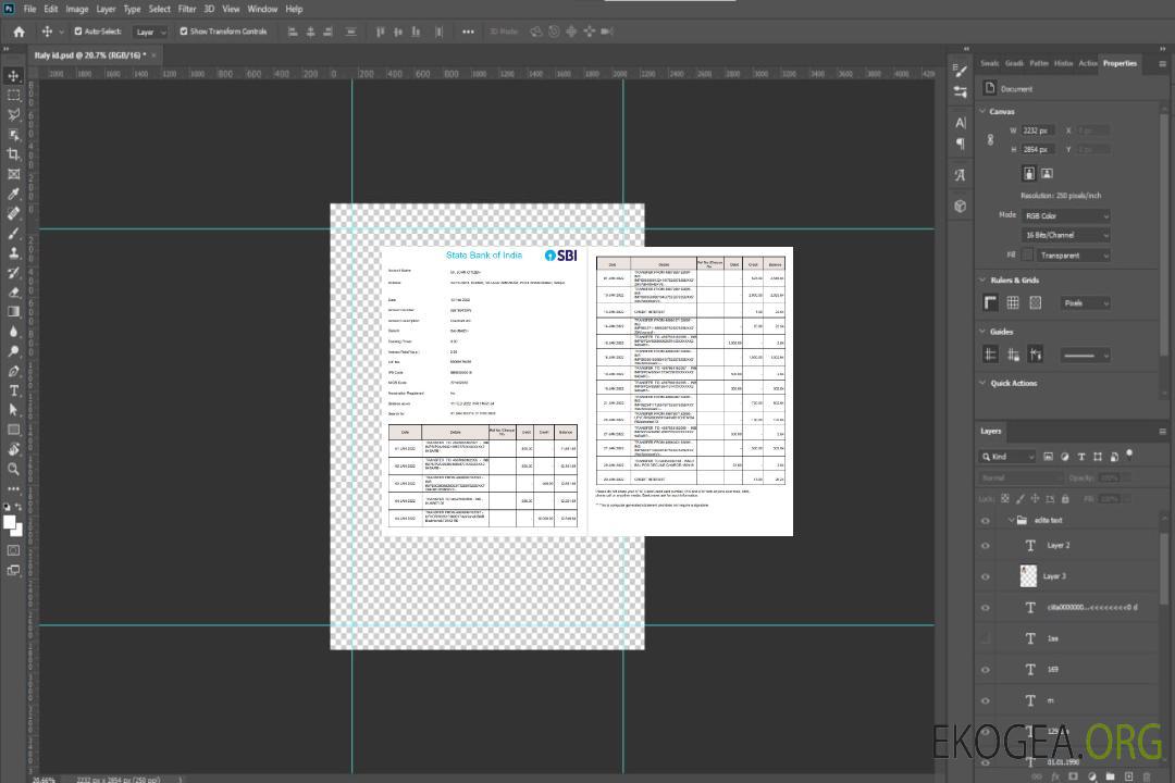 Relevé bancaire de la India State Bank of India (SBI) 2 pages template